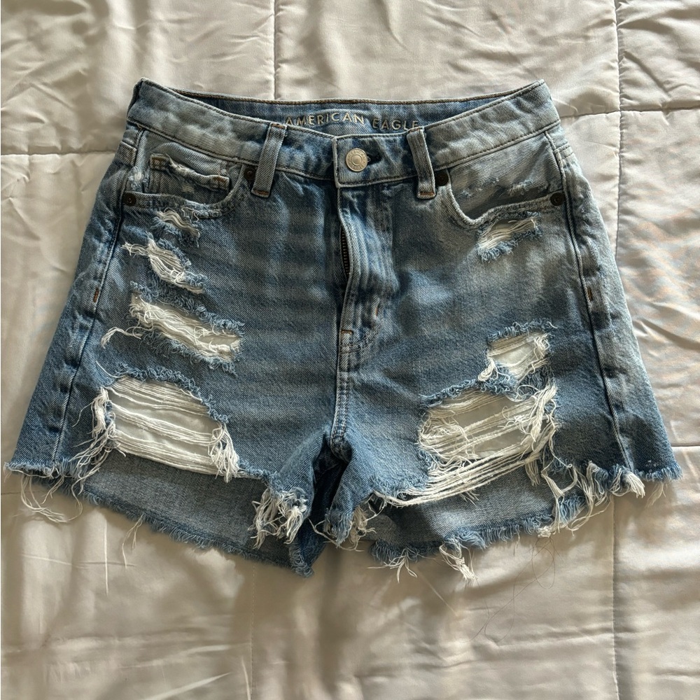 American Eagle Outfitters Distressed Blue Denim Shorts